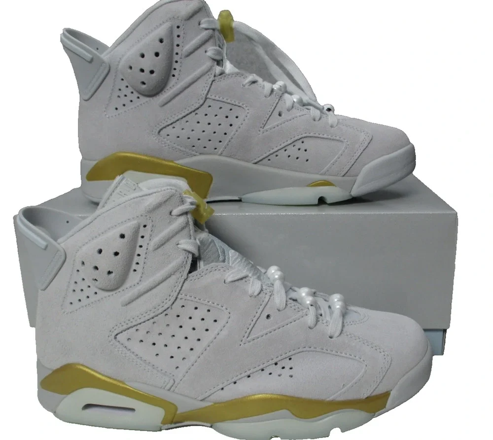 Nike Air Jordan 6 Retro Paris Olympics Platinum Glacier Shoes Blue Womens Sz 9